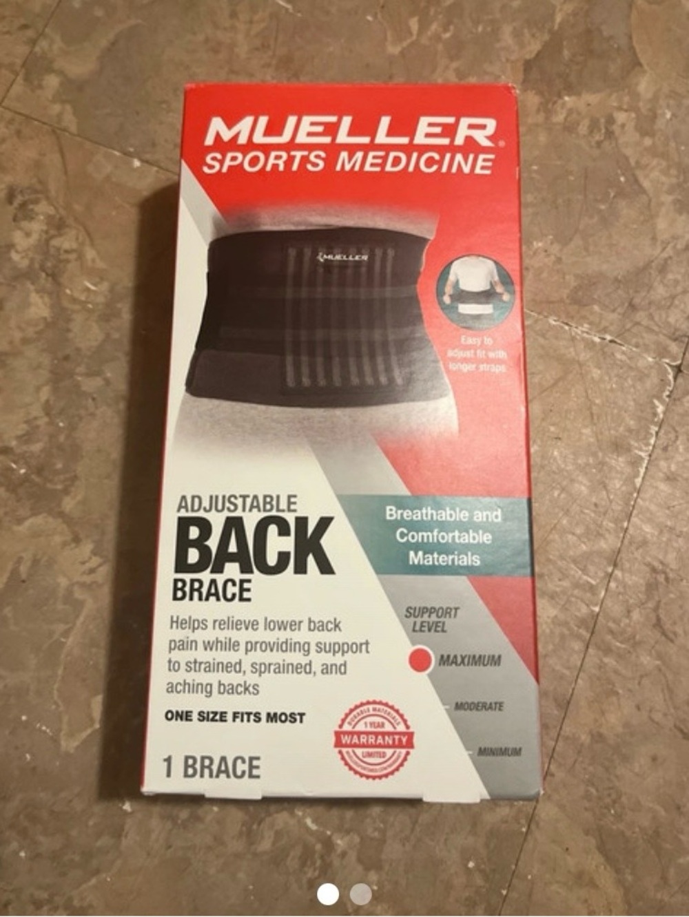 Mueller Black Adjustable Back Brace - Supportive Lumbar Belt